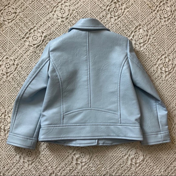 Baby Blue Vegan Moto Jacket Girls sz 5 like new - Picture 4 of 8